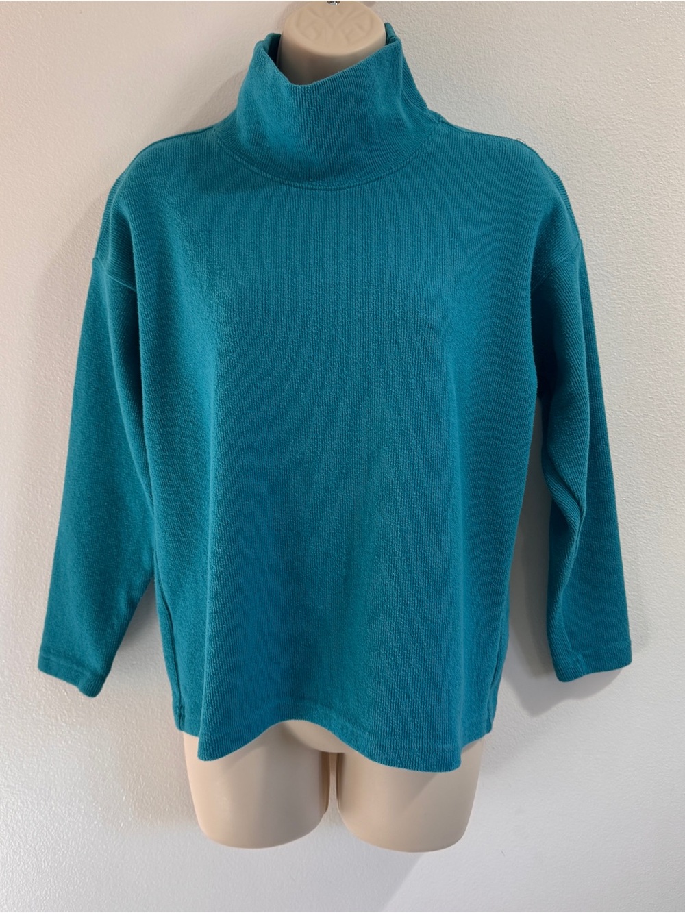 F.H. Clothing Co. Turtleneck Sweater M Blue Ribbed Knit 100% Cotton Vermont USA
